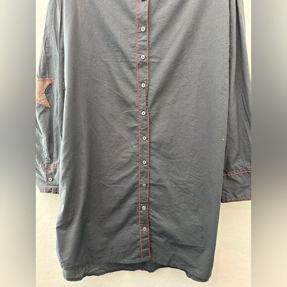 NATURAL LIFE Shirt Dress Gray Button Front Belted Star Elbow Patch NWT | Medium - Picture 4 of 8